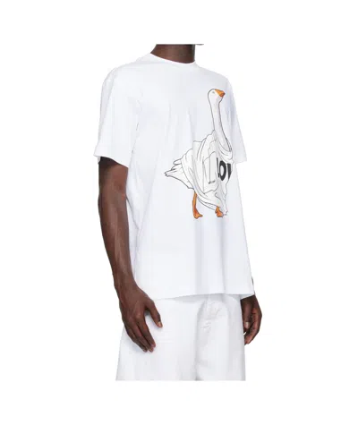 Moschino Organic Cotton Jersey T-shirt Goose In White