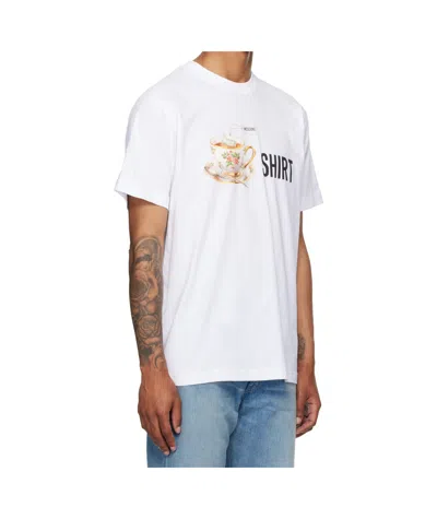 Moschino Crew Neck Graphic Print Short Sleeves In White