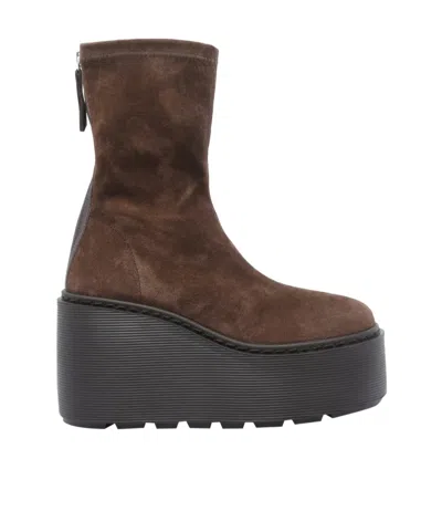 Vic Matie Magnifico 350 High Heels Ankle Boots In Brown Suede In Brown