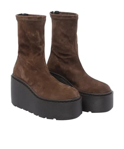 Vic Matie Magnifico 350 High Heels Ankle Boots In Brown Suede In Brown