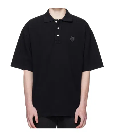 Maison Kitsuné Bold Fox Head Patch Oversize Polo In Black