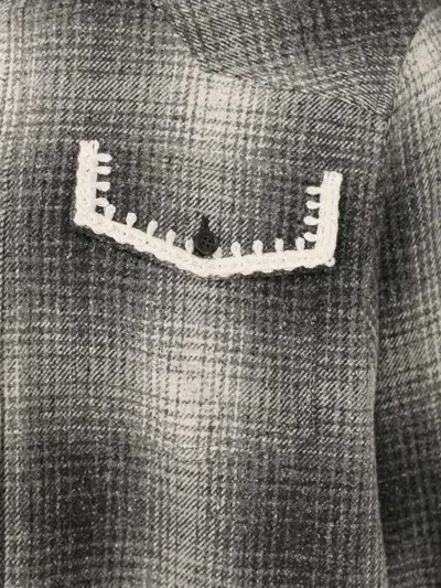 Golden Goose Wool Blend Long Sleeve Checked Shirt In Gray