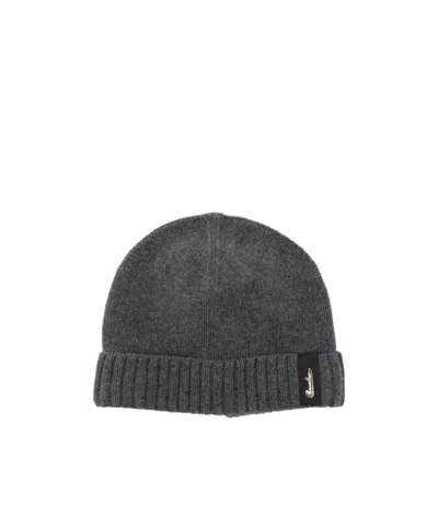 Borsalino Green City Textured Beanie In Gray