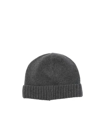 Borsalino Green City Textured Beanie In Gray