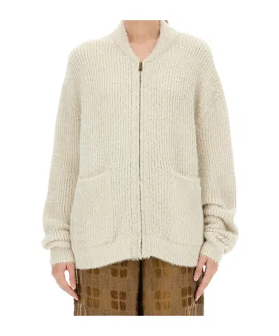 Uma Wang Soft Knit Cardigan Long Sleeves In White