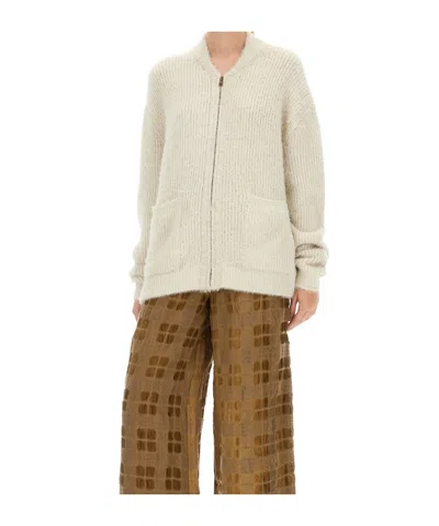 Uma Wang Soft Knit Cardigan Long Sleeves In White