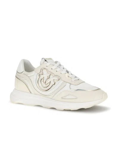 Pinko Suede Zoe Sneakers With Logo In Neutral