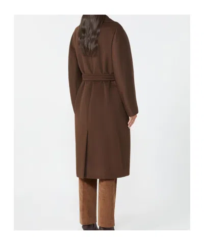 Weekend Max Mara Weekend Maxmara Double-breasted Wool Midi Coat Chocolate In Brown