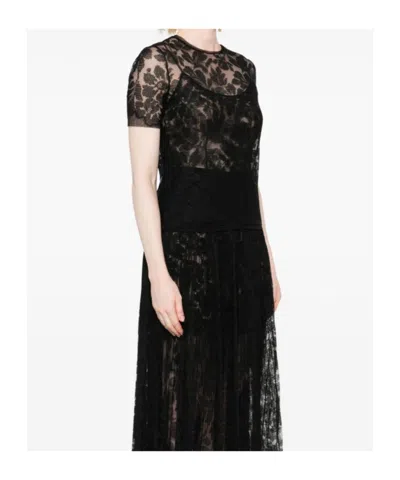 Ermanno Scervino Floral Lace Short Sleeve Top In Black