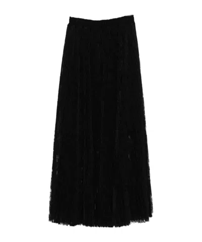 Ermanno Scervino Midi Skirt With Lace Overlay Design In Black