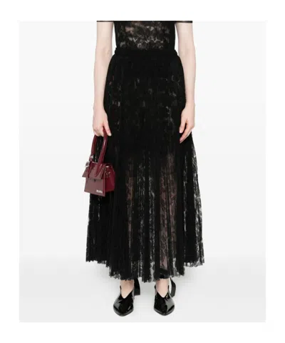 Ermanno Scervino Midi Skirt With Lace Overlay Design In Black