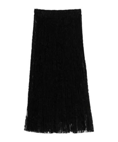 Ermanno Scervino Midi Skirt With Lace Overlay Design In Black