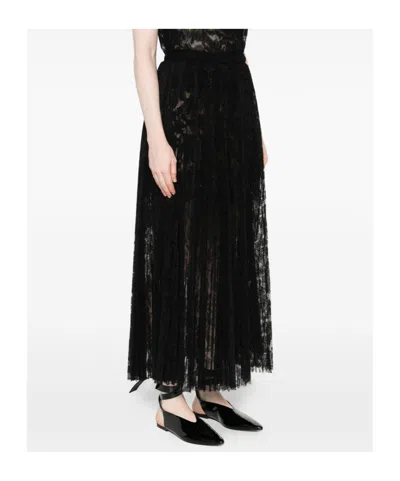 Ermanno Scervino Midi Skirt With Lace Overlay Design In Black
