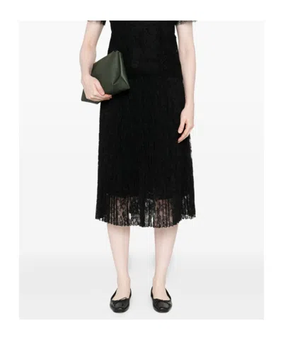 Ermanno Scervino Midi Skirt With Lace Overlay Design In Black