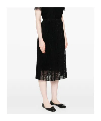 Ermanno Scervino Midi Skirt With Lace Overlay Design In Black