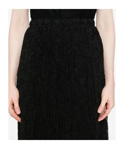 Ermanno Scervino Midi Skirt With Lace Overlay Design In Black