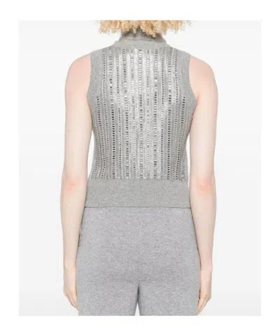 Ermanno Scervino Metallic Turtleneck Sleeveless Tank Top In Gray