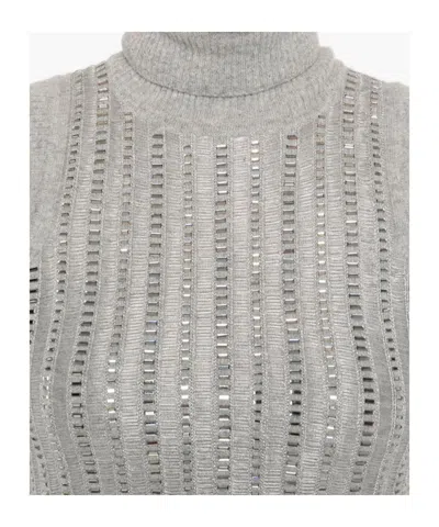 Ermanno Scervino Metallic Turtleneck Sleeveless Tank Top In Gray
