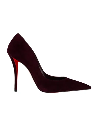 Christian Louboutin Stylish Pointed Toe Suede Pumps In Burgundy