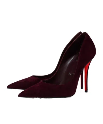 Christian Louboutin Stylish Pointed Toe Suede Pumps In Burgundy