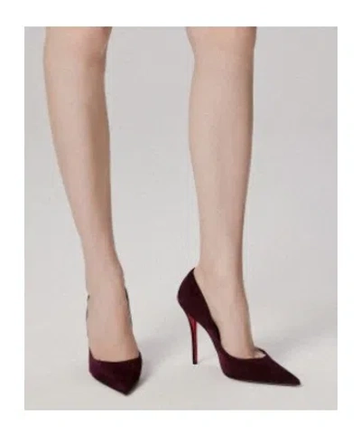 Christian Louboutin Stylish Pointed Toe Suede Pumps In Burgundy