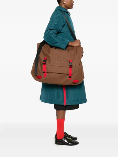 Plan C Printed Shoulder Bag In Brown