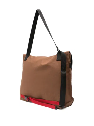 Plan C Printed Shoulder Bag In Brown