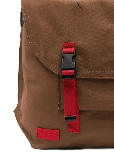 Plan C Printed Shoulder Bag In Brown