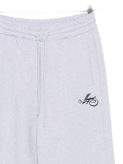 Msgm Wide-leg Pants With Elastic Waistband And Drawstring In White