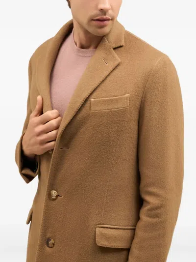 Boglioli Three-button Brushed Cashmere Coat In Brown