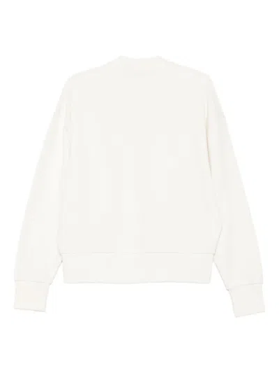 Msgm Long-sleeved Pullover Sweatshirt With Subtle Sequin Embellishment In White