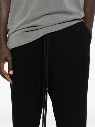 Thom Krom Drawstring Ribbed Cropped Trousers In Black