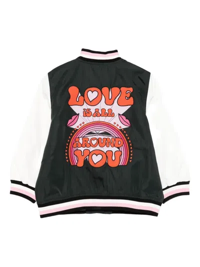Stella Mccartney Love Heart Varsity Jacket In Green