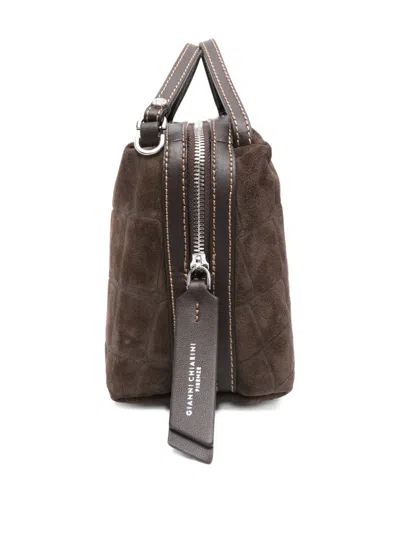 Gianni Chiarini Alifa Crocodile-print Tote Bag In Brown