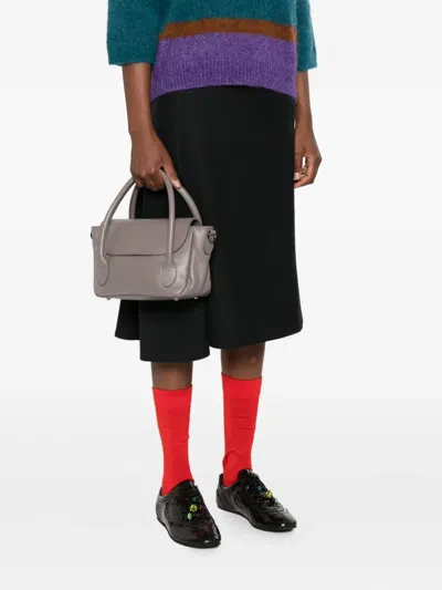 Niū Jeanne Double-handle Leather Tote Bag In Gray