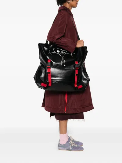 Plan C Graphic-print Shoulder Bag In Black
