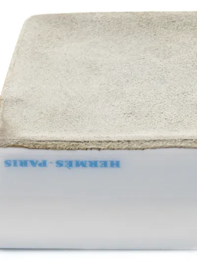 Pre-owned Hermes 2001 Globe-print Organizer Tray (8cm X 8cm) In White