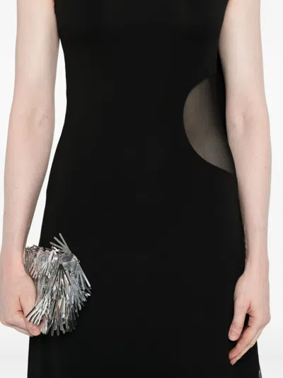 单肩网纱拼接连衣裙