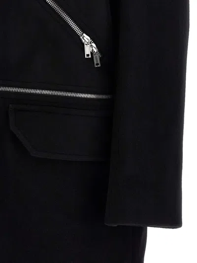 Rick Owens Long Sleeve Collared Coat Front Pockets In Black