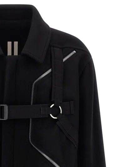 Rick Owens Long Sleeve Collared Coat Front Pockets In Black