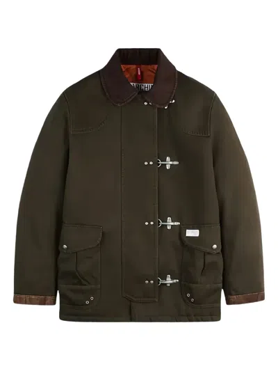 Fay Jacket Wool Blend Contrast Collar In Green