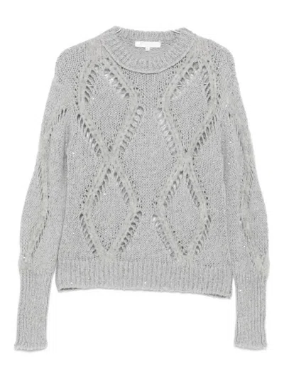 亮片缀饰菱纹毛衣