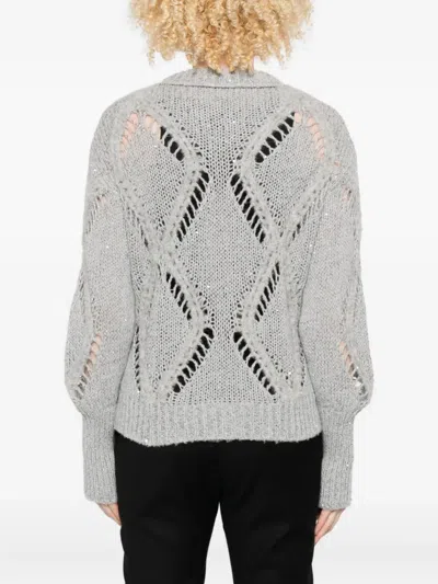 亮片缀饰菱纹毛衣