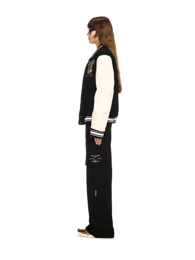 Off-white Floral-embroidered Bomber Jacket In Black