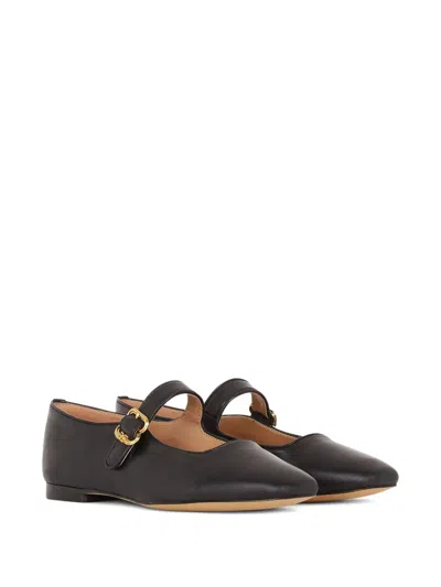 Sam Edelman Womens Black Michaela Square-toe Leather Ballet Flats In Black