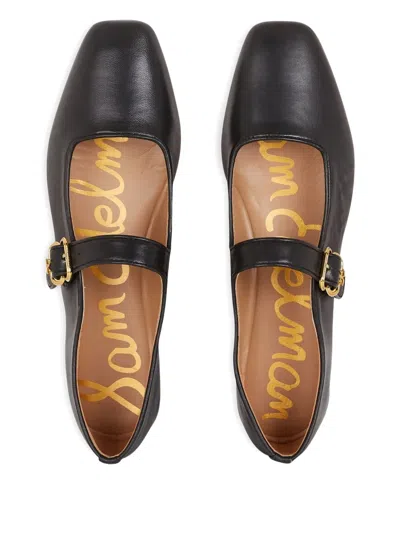 Sam Edelman Womens Black Michaela Square-toe Leather Ballet Flats In Black