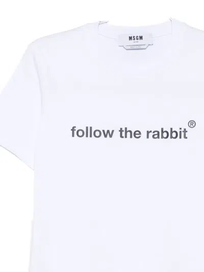 Msgm Graphic Print Short Sleeve Crew Neck Top In White