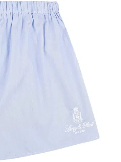 Sporty And Rich Striped Button-fly Shorts In Blue