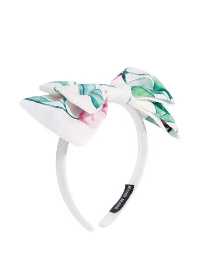 Mama Luma Floral-print Bow Headband In White