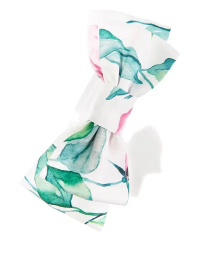 Mama Luma Floral-print Bow Headband In White